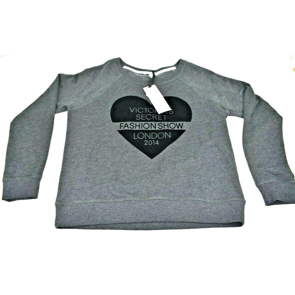 Victoria Secret Womens Fashion Show London 2014 Sweatshirt Gray/Black Sz L NWT